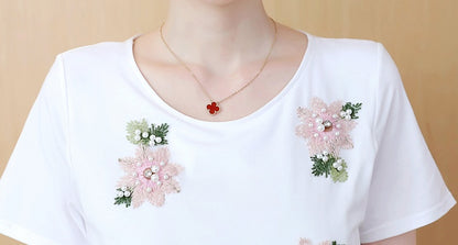 Summer Korean Fashion Mid-Length Short-Sleeved Fake Two-Piece Breastfeeding Plus Size Dress