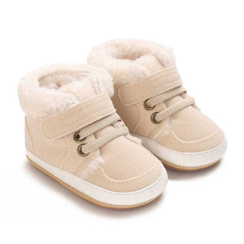 Solid-color Plush Warm Soft And Non-slip Rubber Shoes
