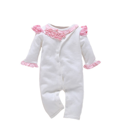 one-year-old baby wears newborn baby clothing romper jumpsuit