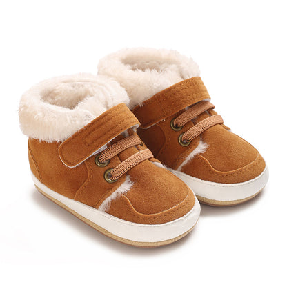 Solid-color Plush Warm Soft And Non-slip Rubber Shoes
