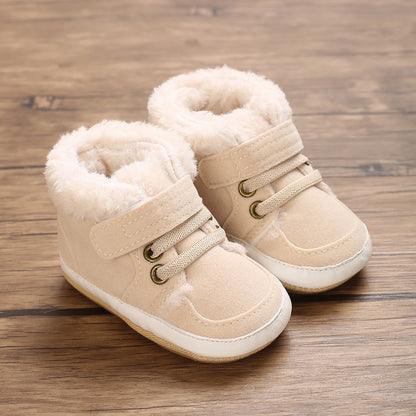 Solid-color Plush Warm Soft And Non-slip Rubber Shoes