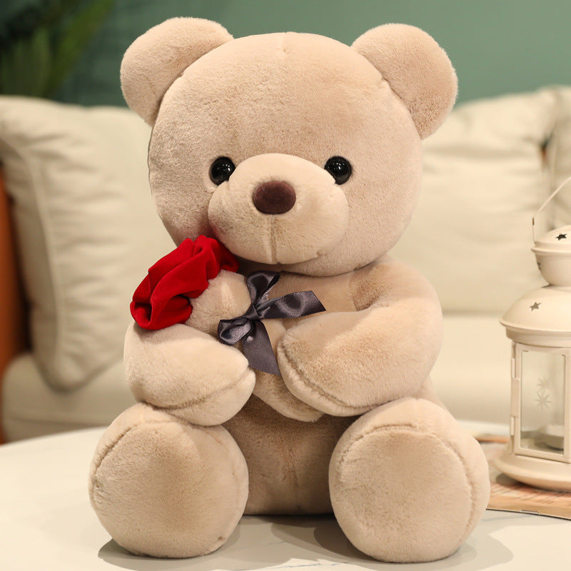 23-45cm New Lovely Hug Roses Teddy Bear Plush Pillow Stuffed Soft Animal Dolls Nice Birthday Gift Girlfriend Valentine&